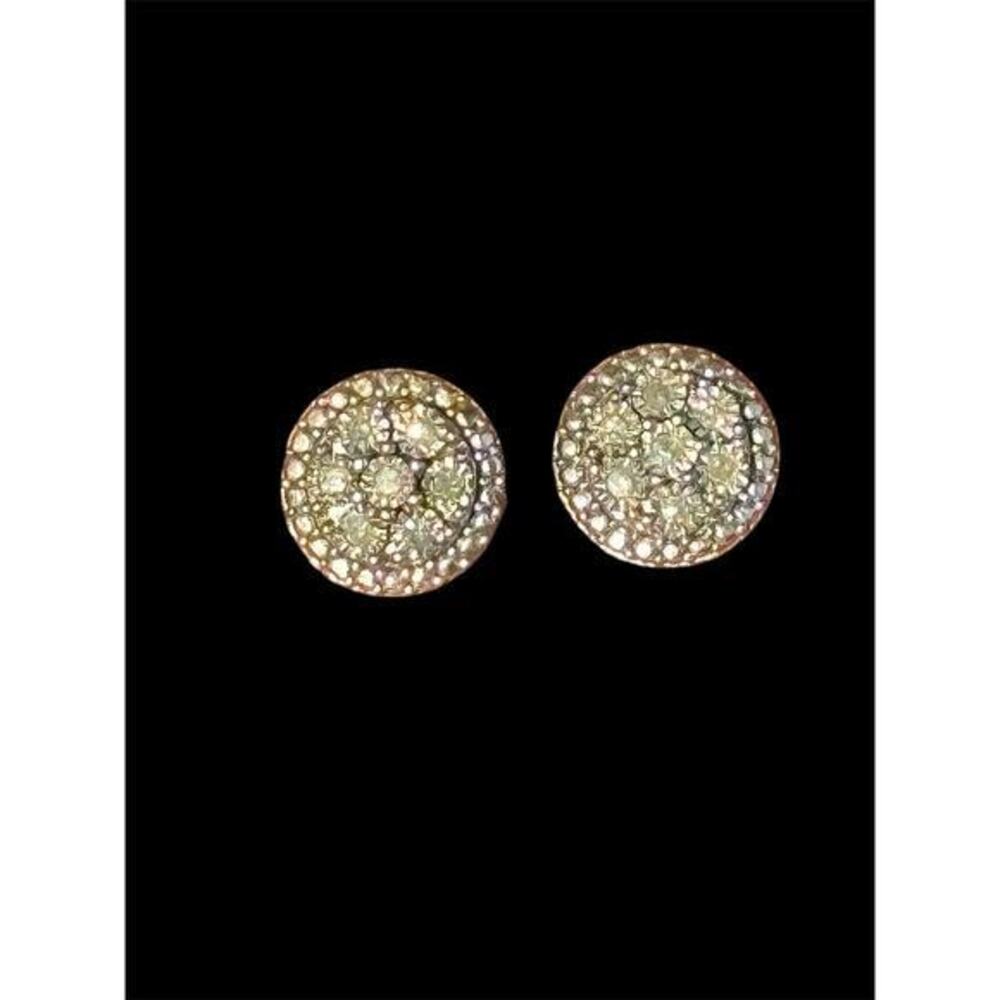 Vtg Sterling Silver 8mm Round Diamond Halo Stud Earrings 1.9g 925